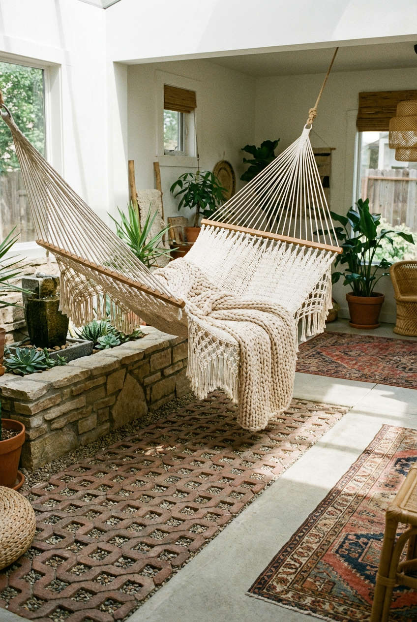 Serene Micro-Oasis with Hammock 2