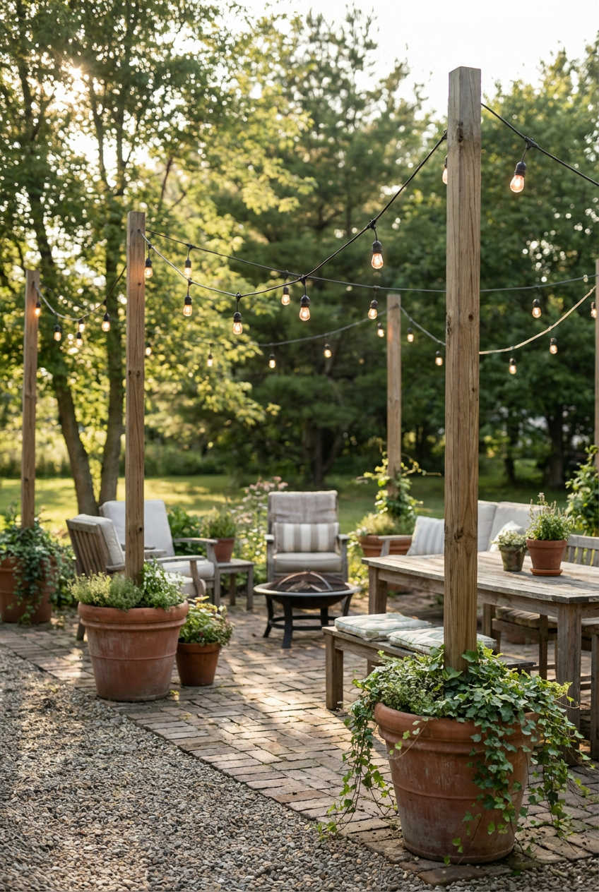 DIY String Light Poles 1