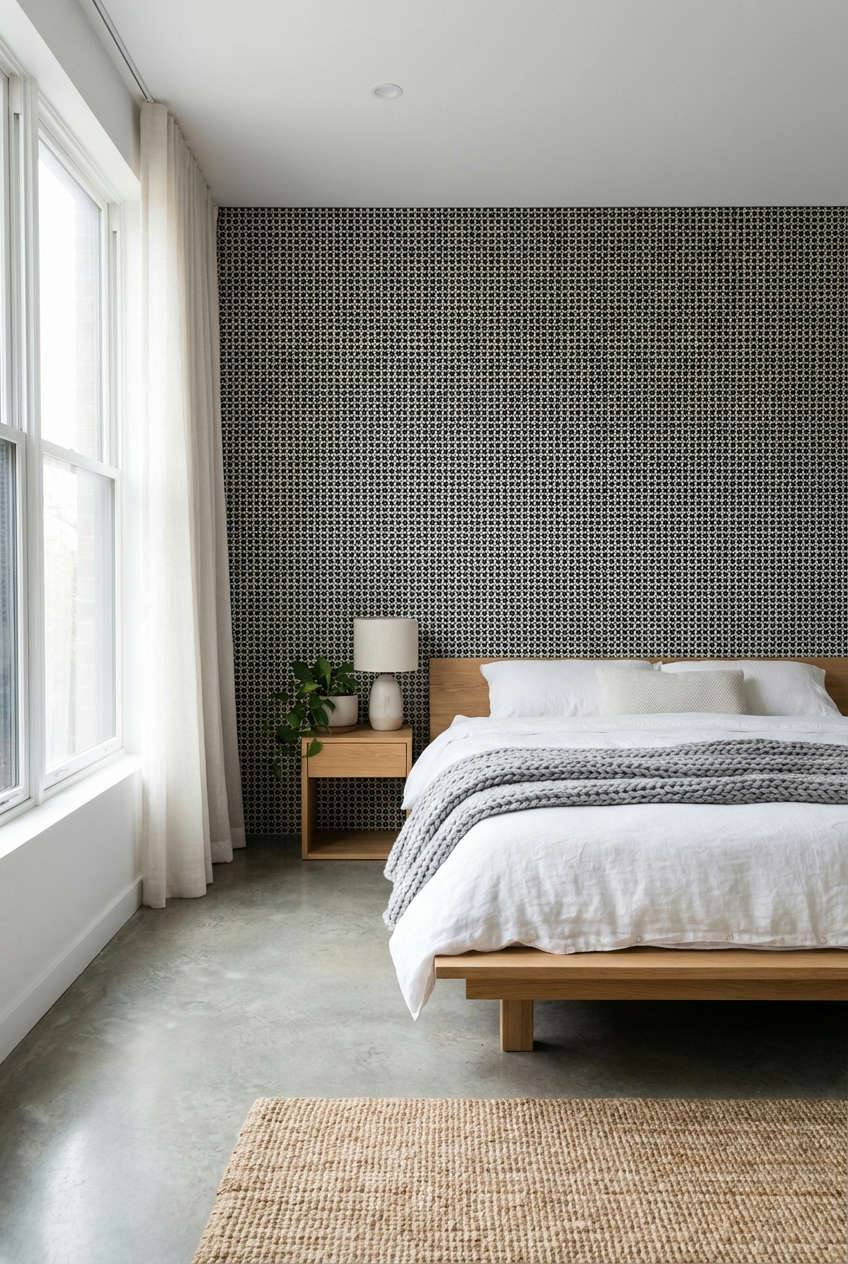 Graphic Tile Backsplash (Behind Bed) 1