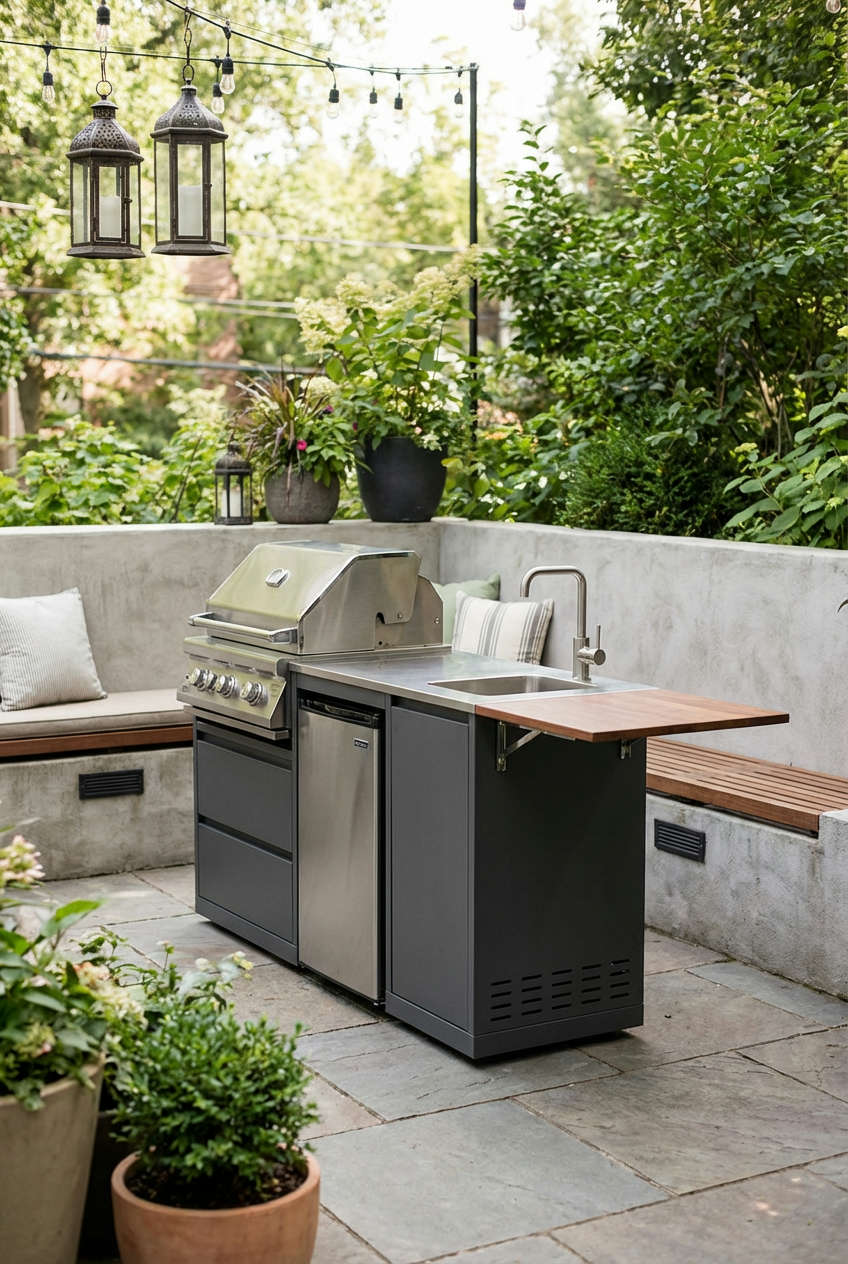 Outdoor Kitchen Nook with Built-in Seating 2