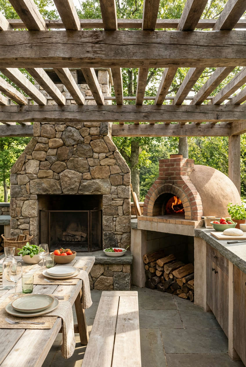 Fireplace with an Integrated Pizza Oven 1