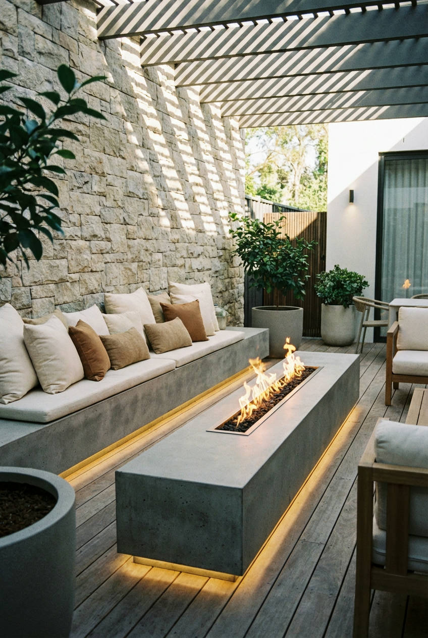 Fireplace with Built-in Seating 1
