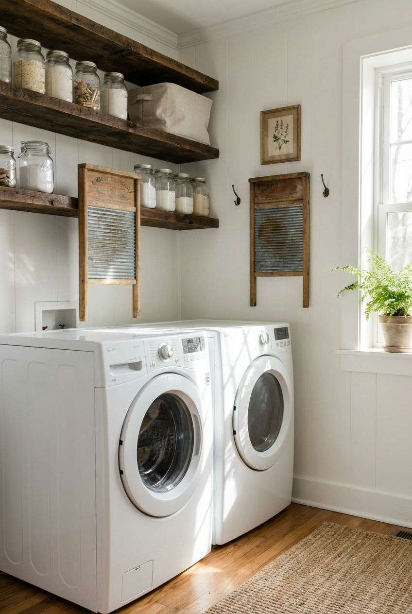 Farmhouse Style Corner Laundry Nook 2