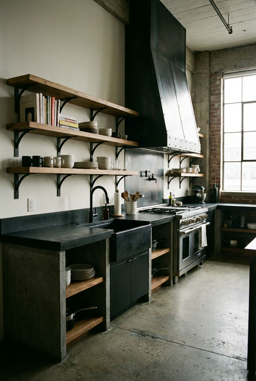 Industrial Chic with Black Material and Metal Fixtures 2