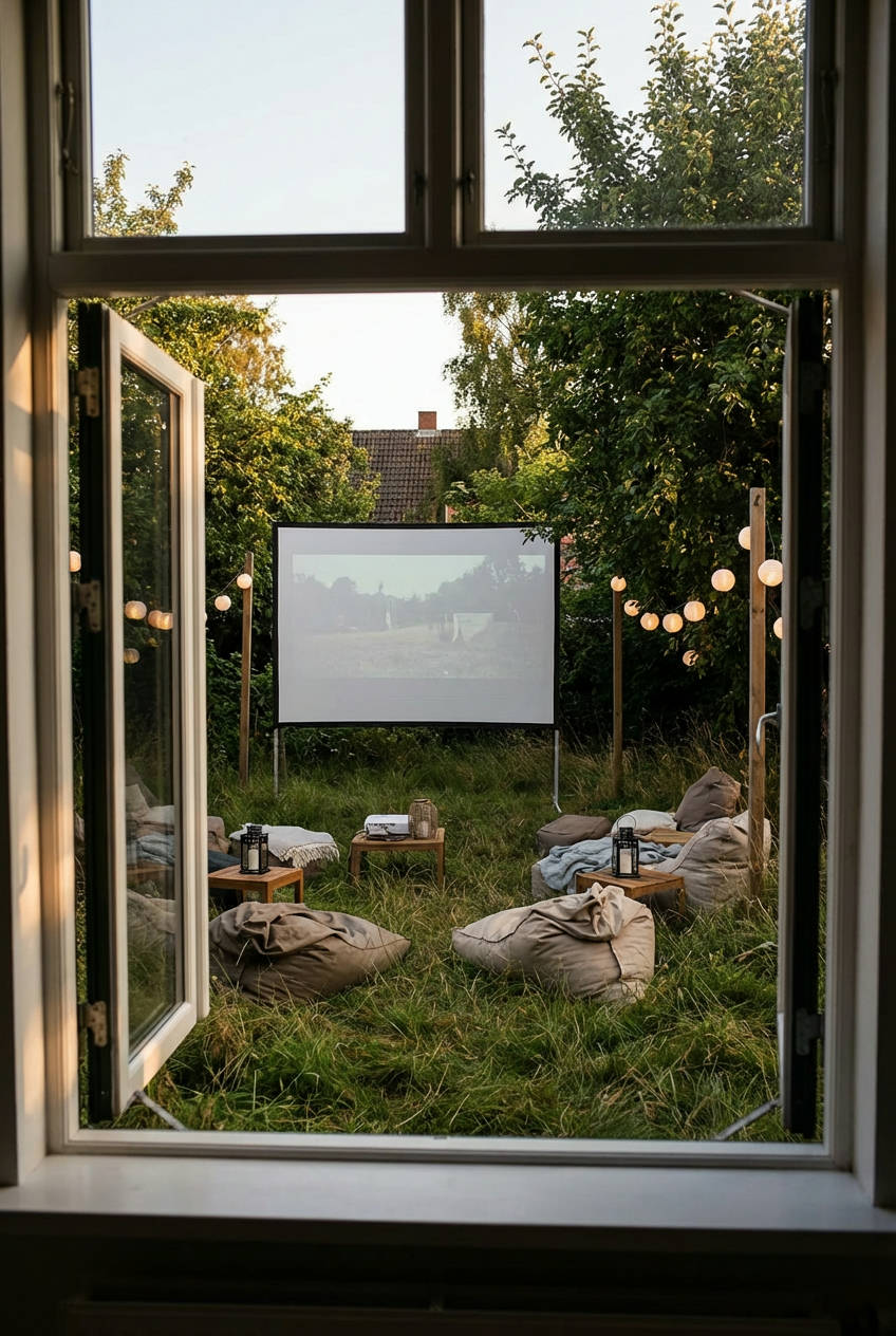 Outdoor Movie Night Setup 2