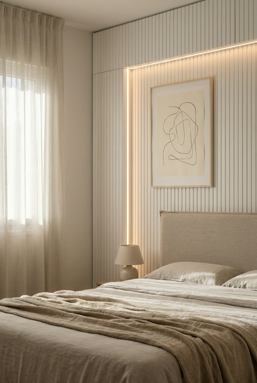 Vertical Wall Paneling with Integrated Lighting 2