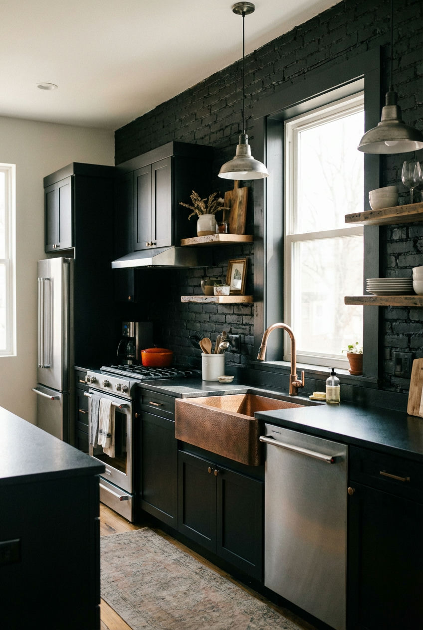 Industrial Chic with Black Material and Metal Fixtures 1