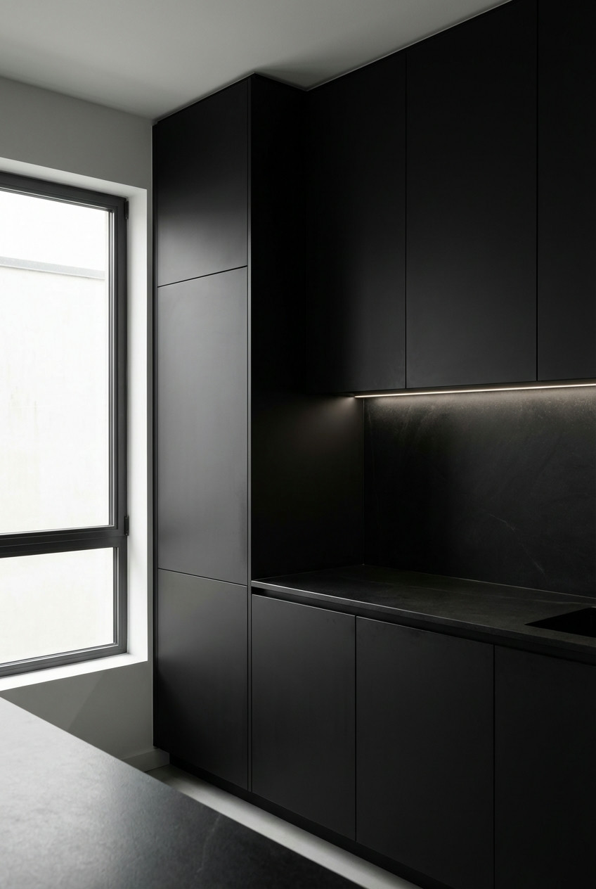 Architectural Black Kitchen with Hidden Storage 1