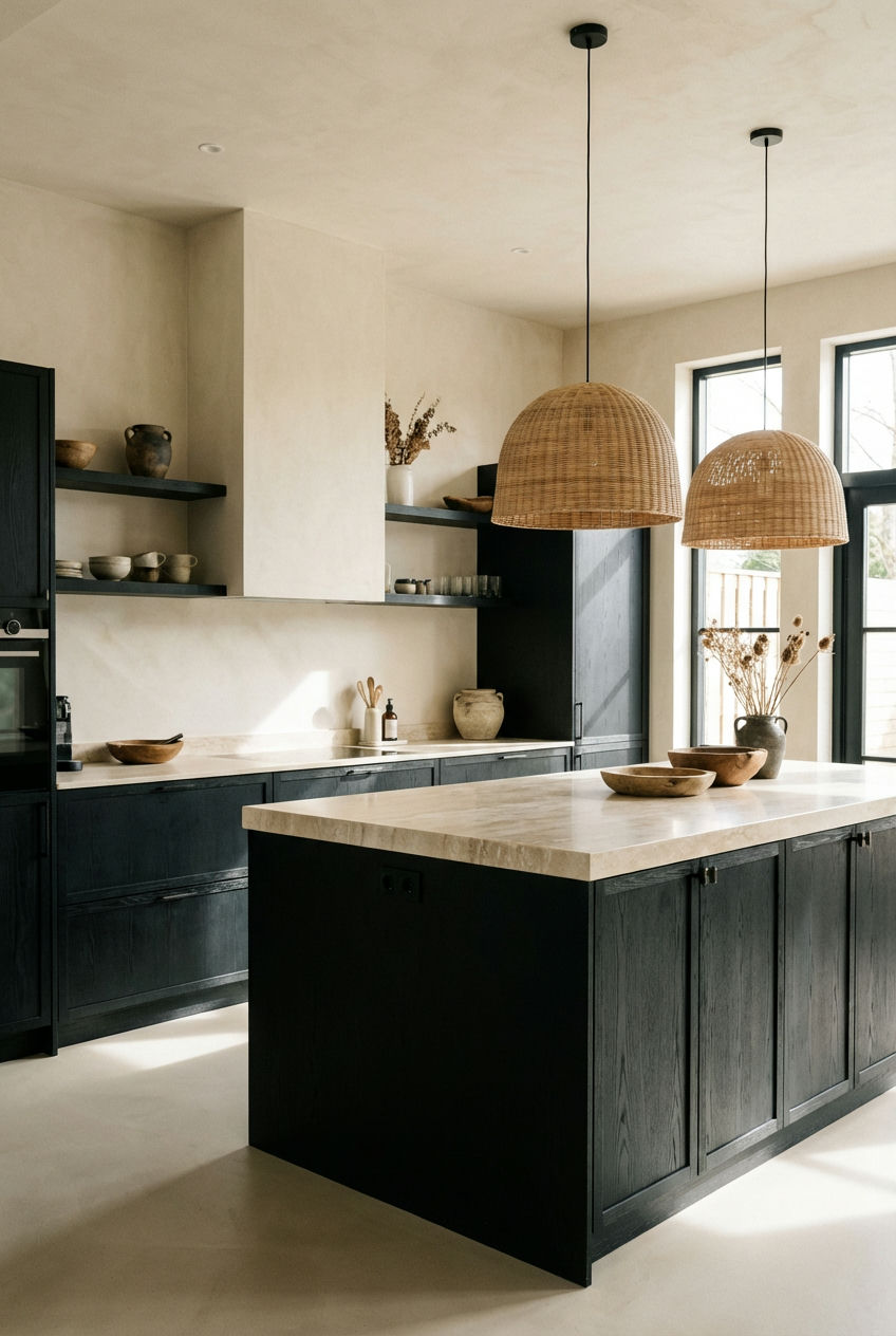 Black and Beige Kitchen with Natural Elements 2
