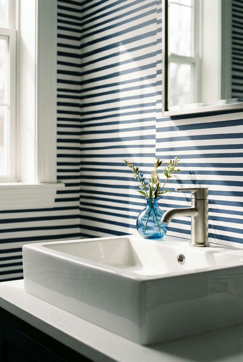 Navy and White Stripe Accent 2