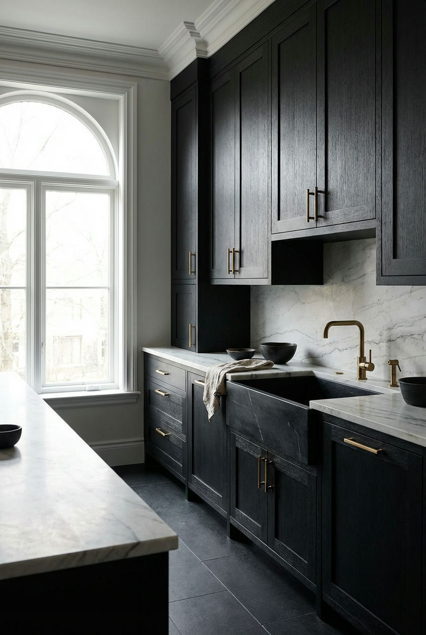 The All-Black Canvas with White Countertops 2