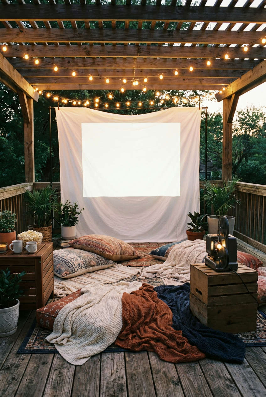 Outdoor Movie Night Setup 1