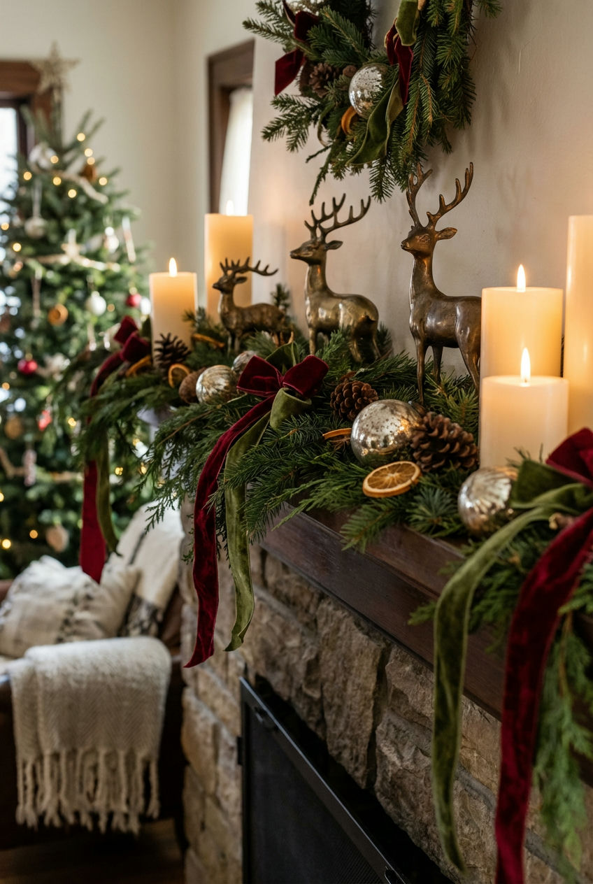 Elevated Holiday Fireplace Decor 2