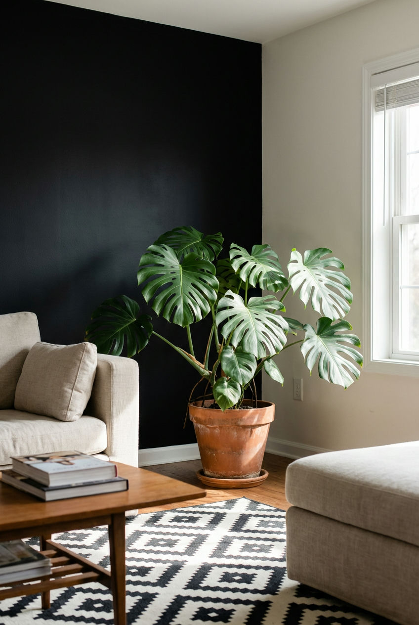 Pop of Greenery Against Black 1