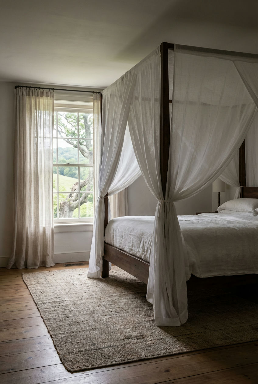 Canopy Bed with Linen Draping 1