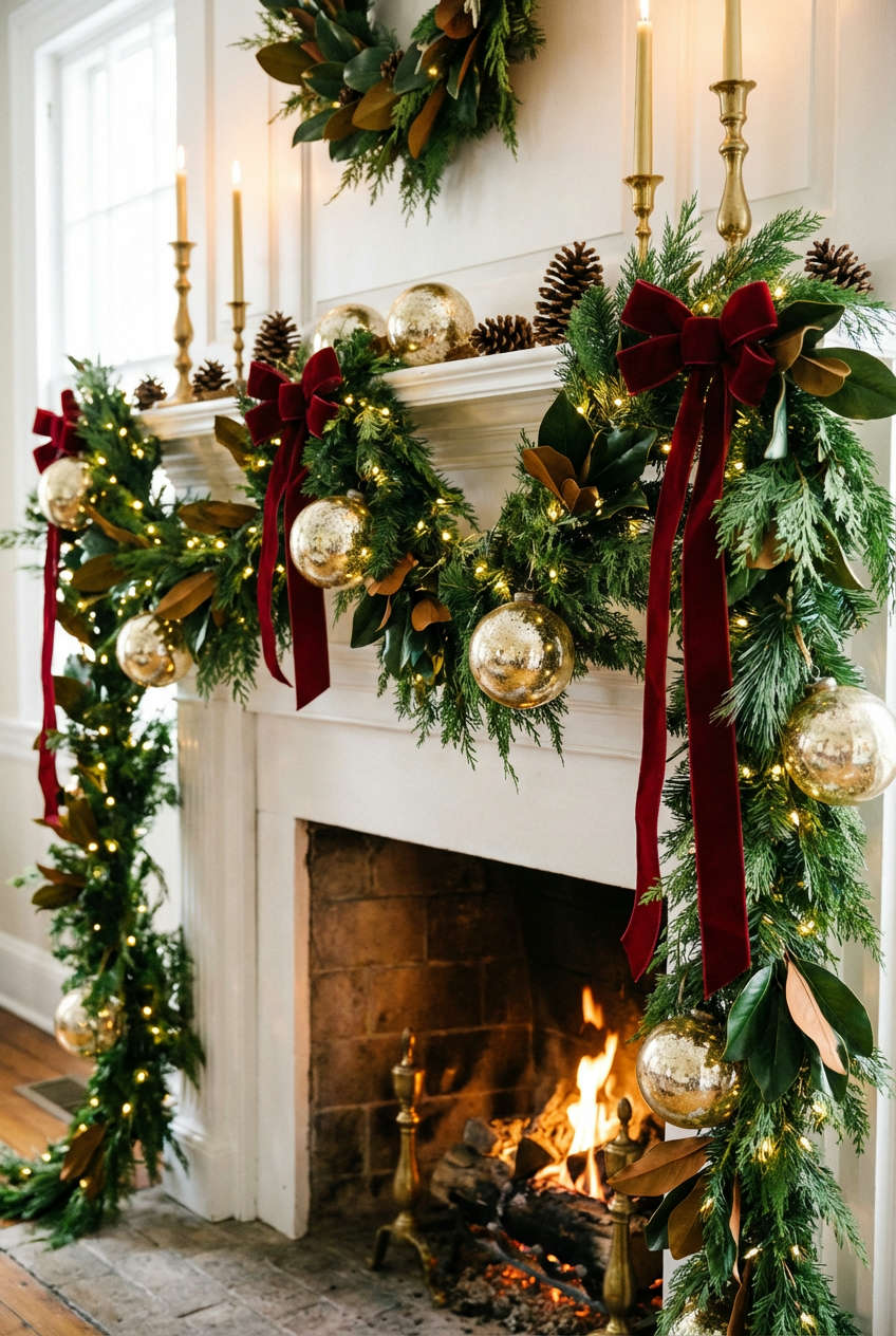 Statement Christmas Decorations on Mantels 1