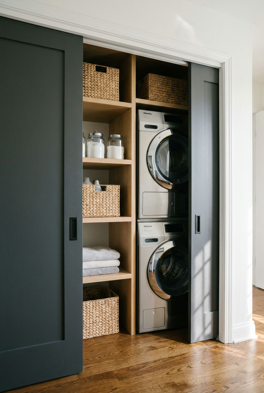 Chic-Laundry-Closet-with-Pocket-Doors-1