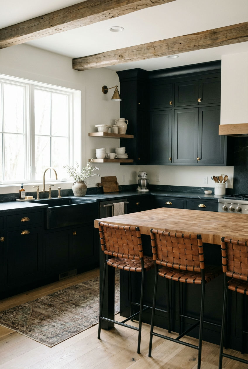 Modern Farmhouse Black Kitchen Ideas 1