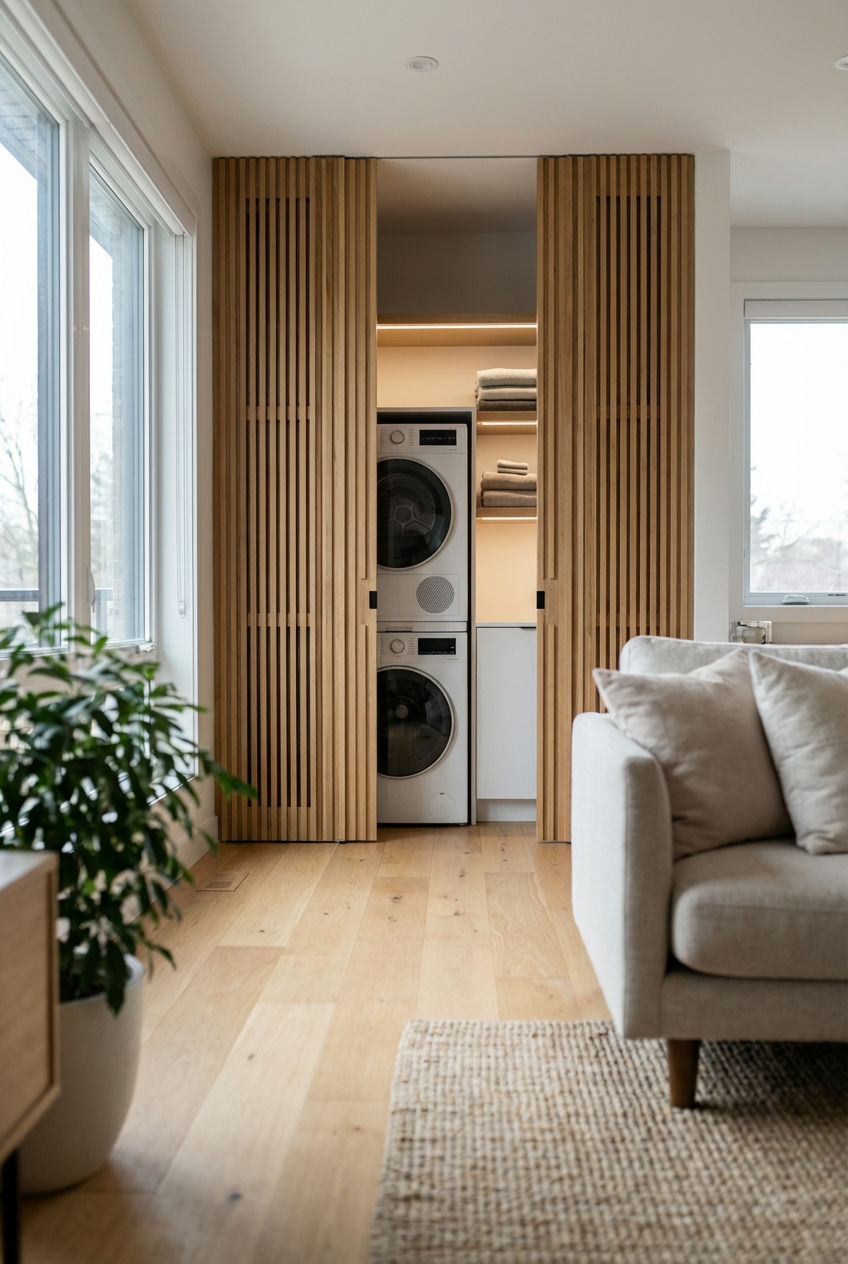 Chic Laundry Closet with Pocket Doors 2