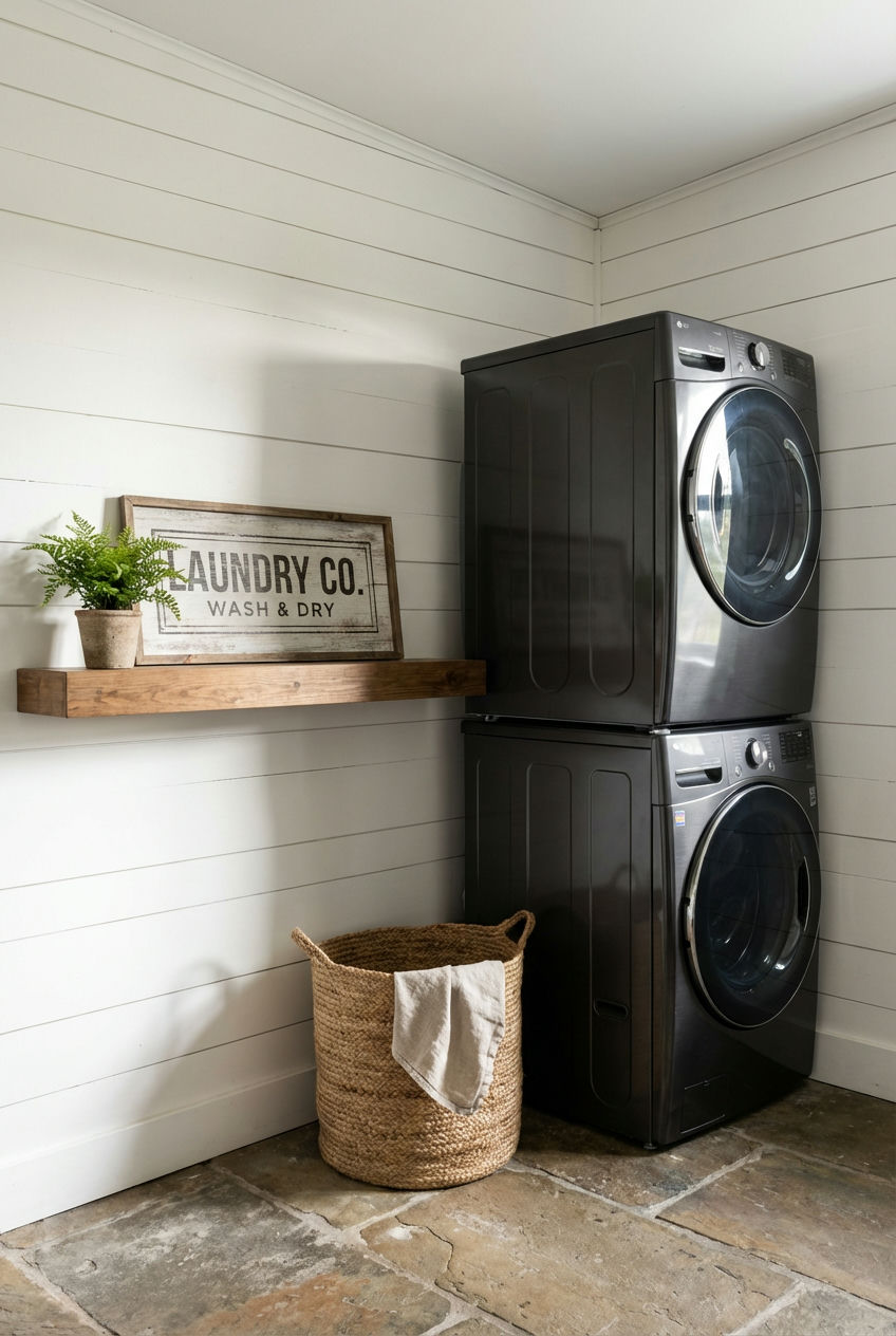 Farmhouse Style Corner Laundry Nook 1