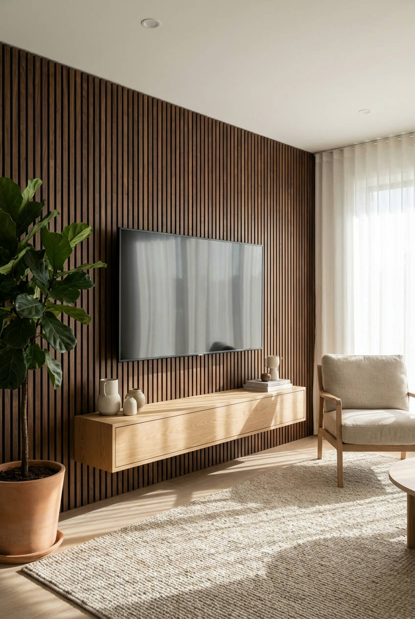 Statement Wood Slat Wall 1