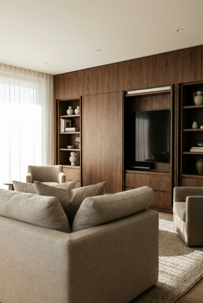 Sleek Paneling with Hidden TV 1