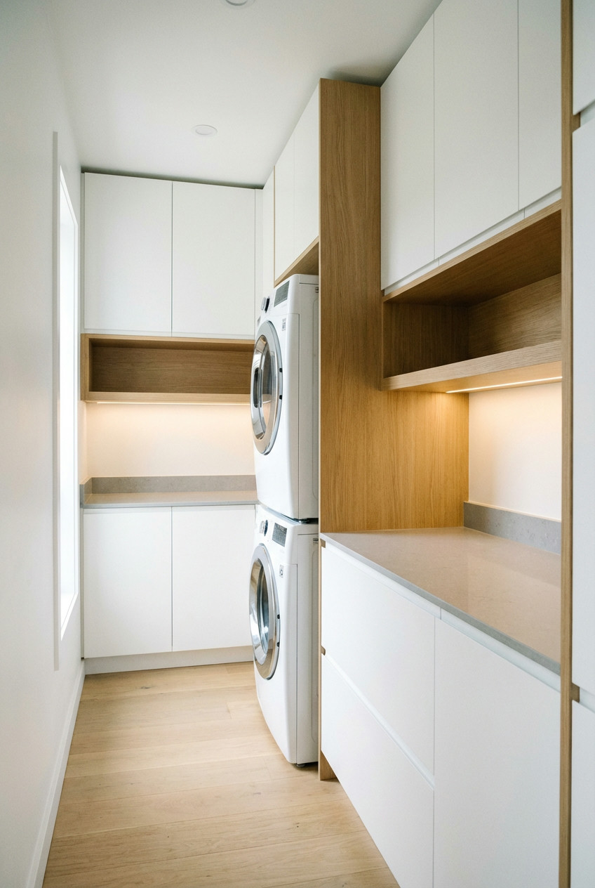 Minimalist Galley Laundry with Storage 2