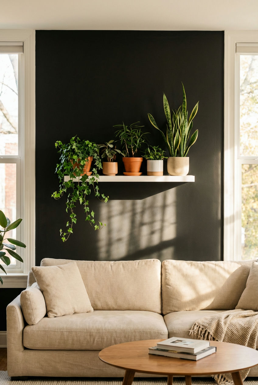 Pop of Greenery Against Black 2
