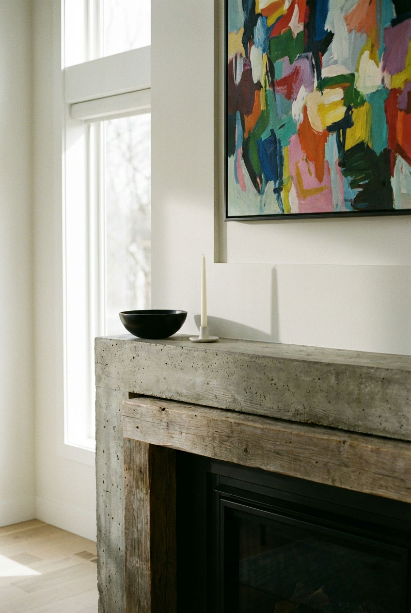 Bold Art Statement Above the Fireplace 1