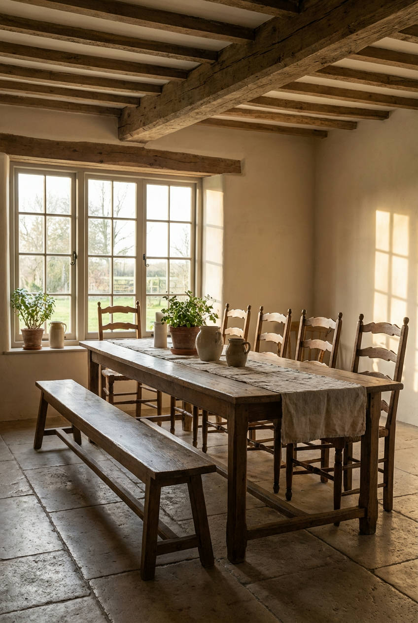 Grand Farmhouse with a Bench 1