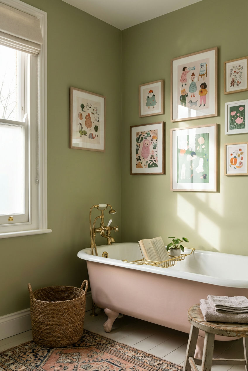 Playful Pink and Olive Decor 1