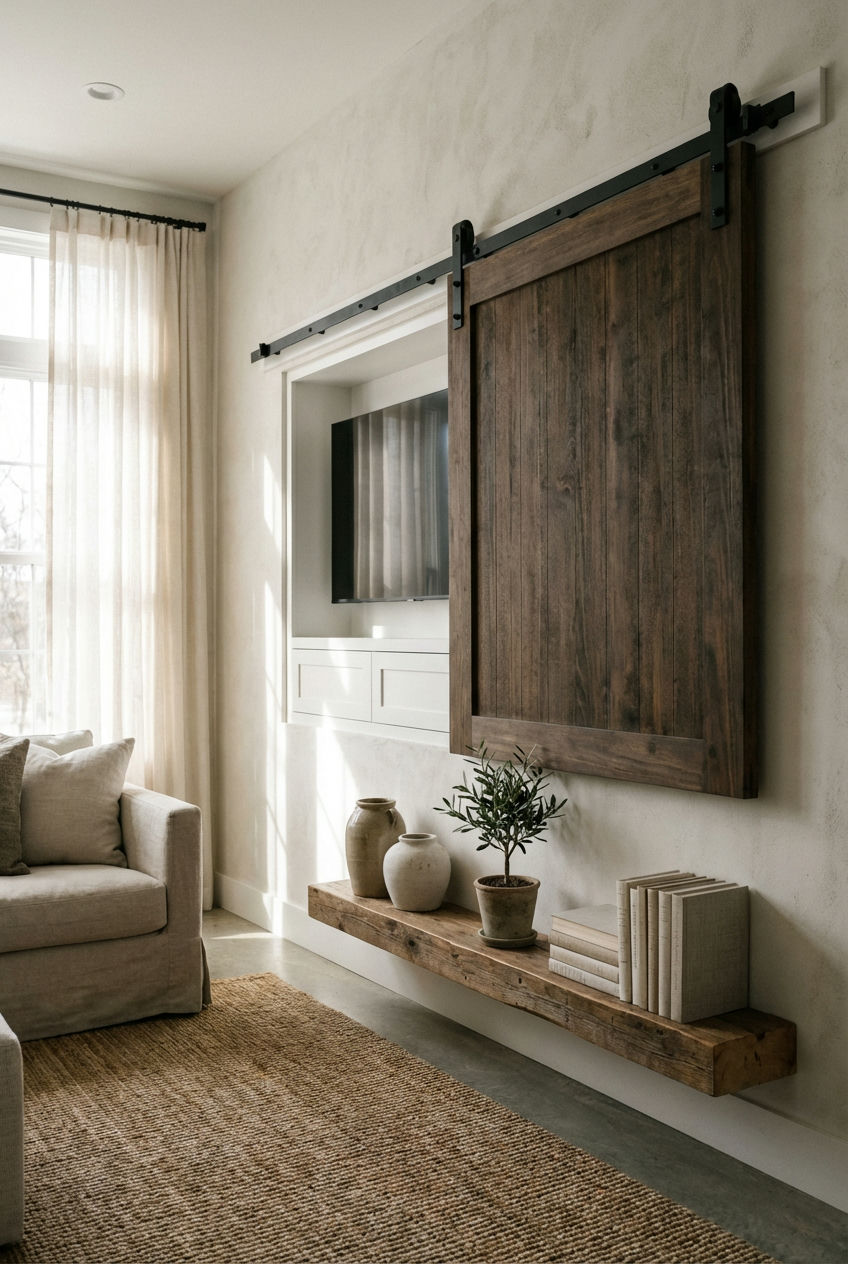 Custom Niche with Sliding Barn Doors 2