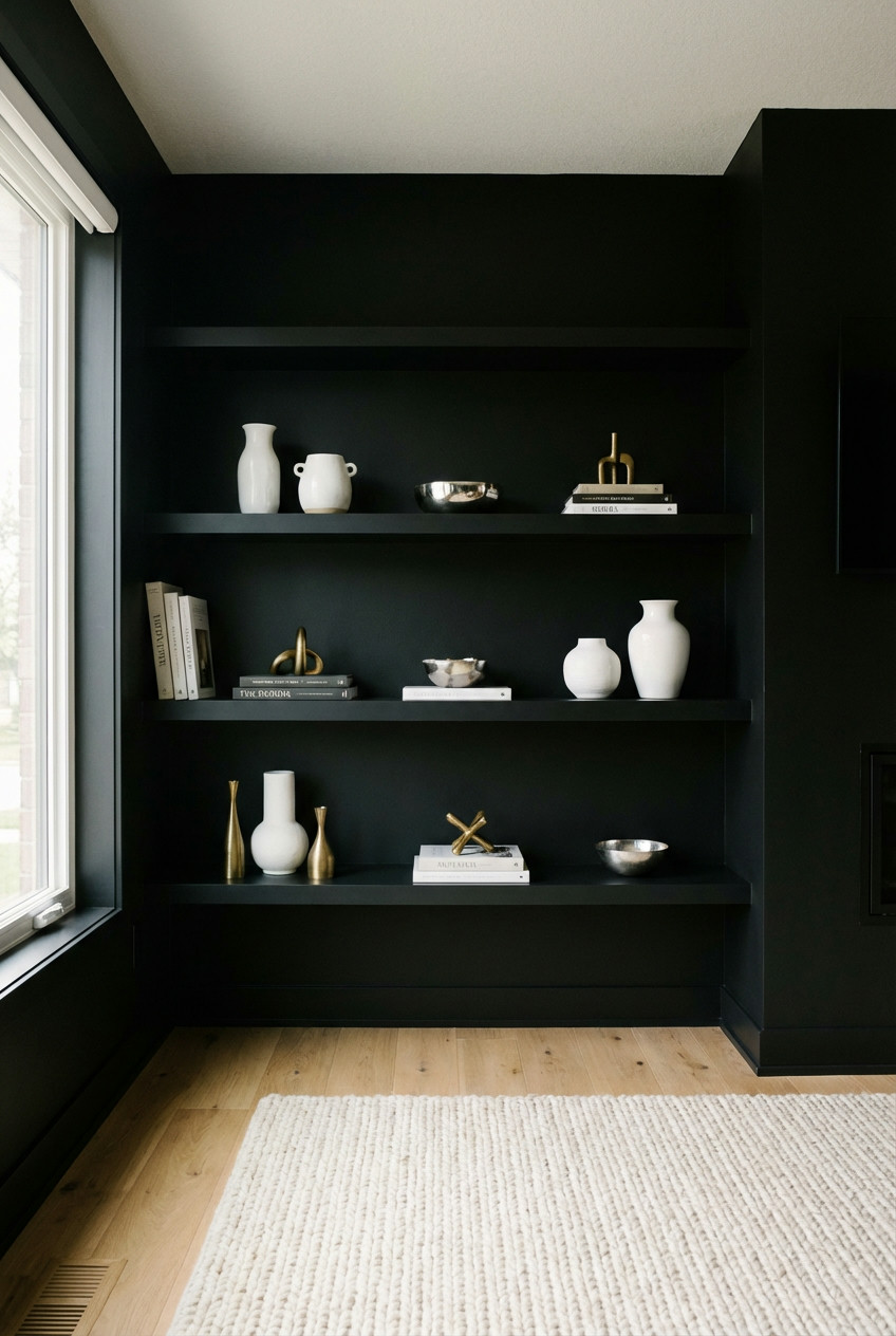 Sleek Built-ins with a Dark Backdrop 1
