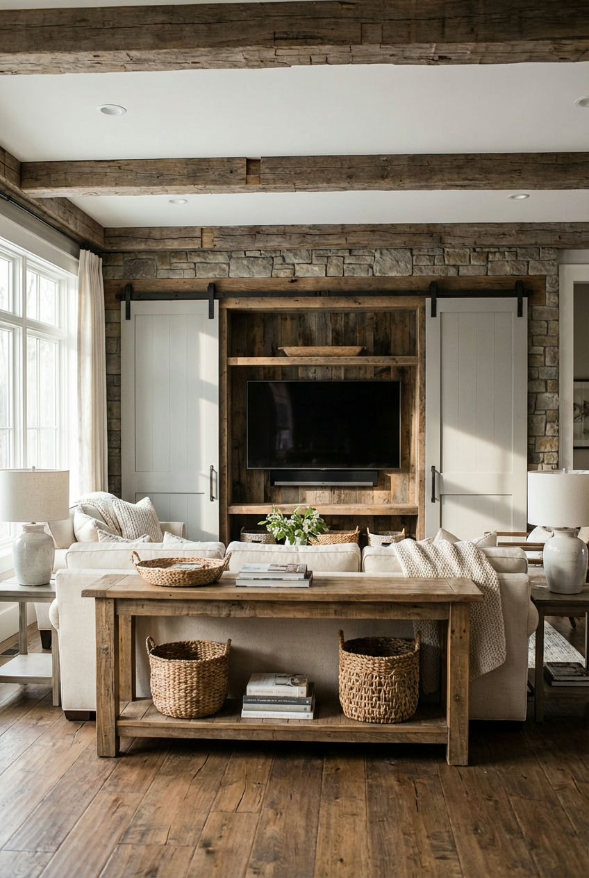 Custom Niche with Sliding Barn Doors 1
