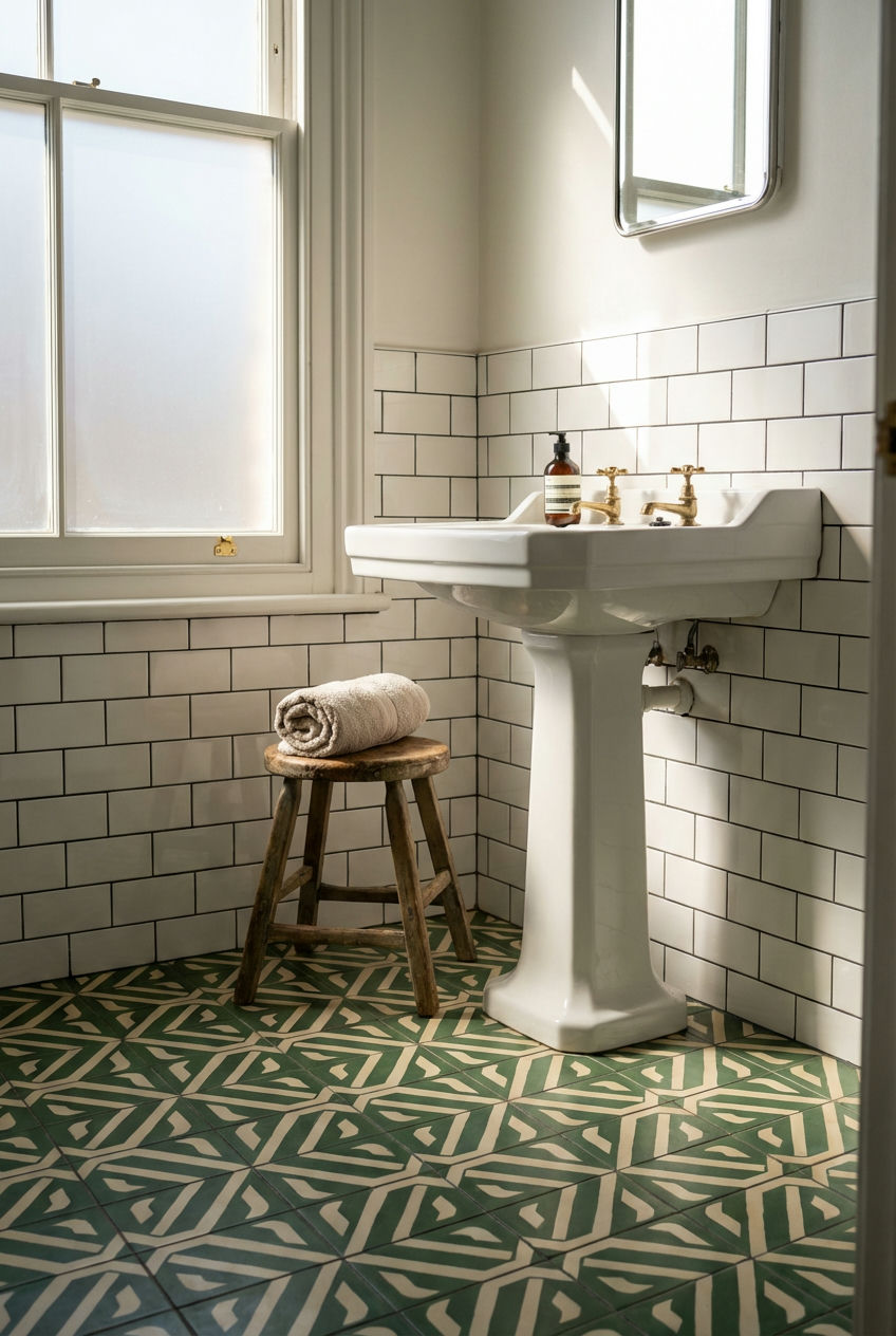 Patterned Green Floor Tiles 1