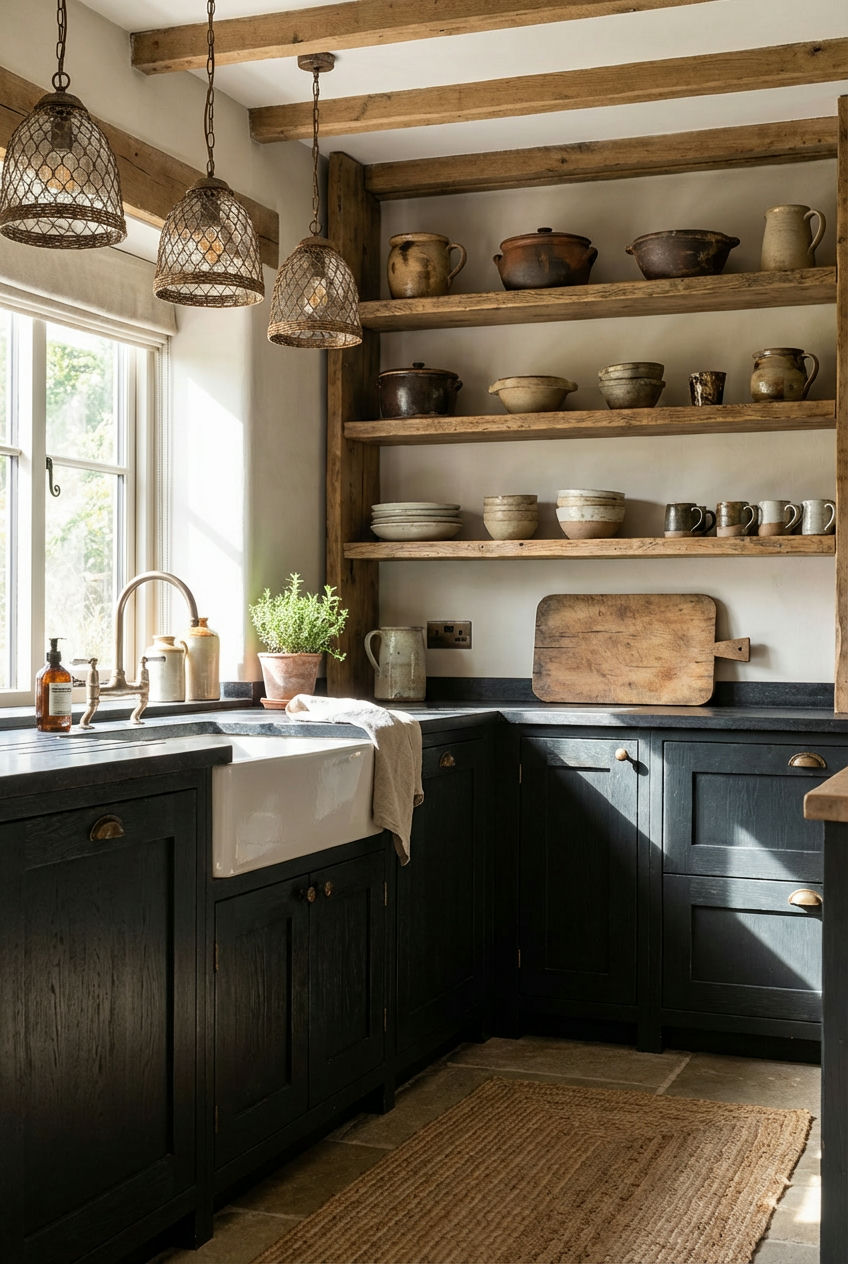 Modern Farmhouse Black Kitchen Ideas 2