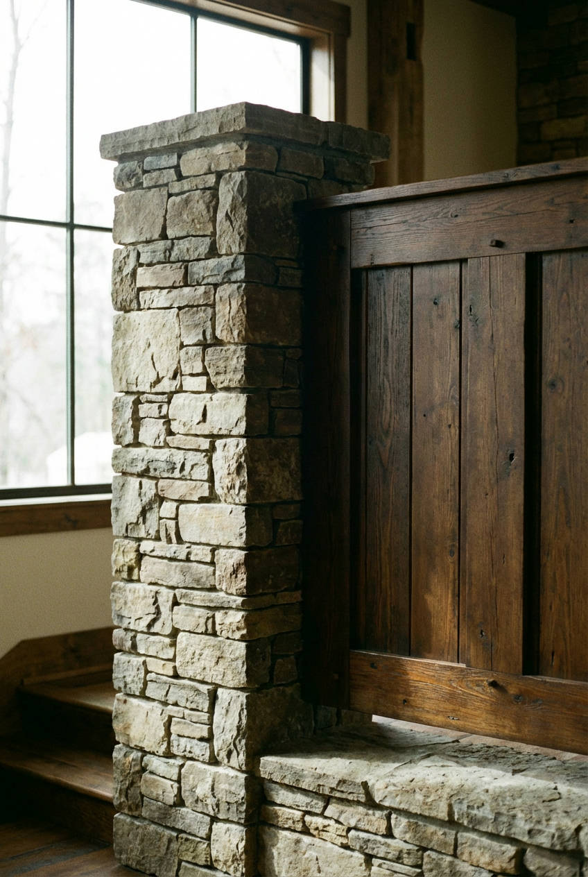 Stone Column & Wood Infill 2