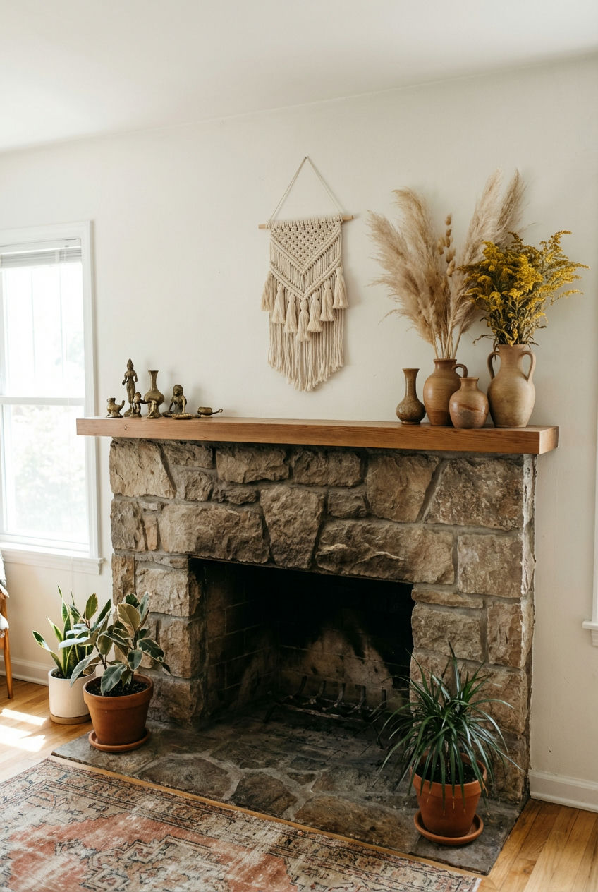 Boho Chic Mantle with Global Touches 1