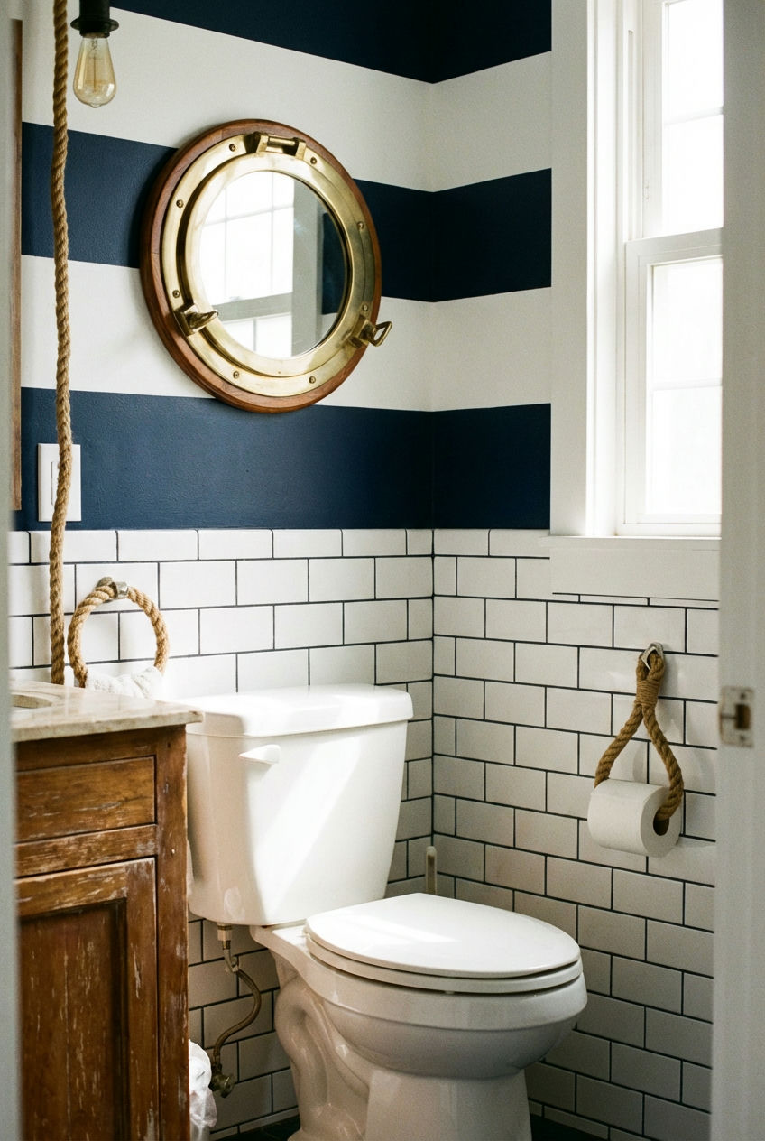 Navy and White Stripe Accent 1