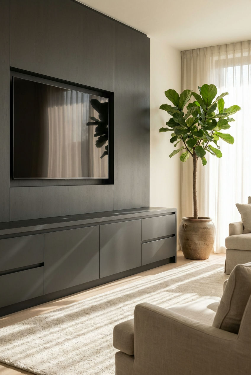 Integrated Media Console with Hidden Storage 2