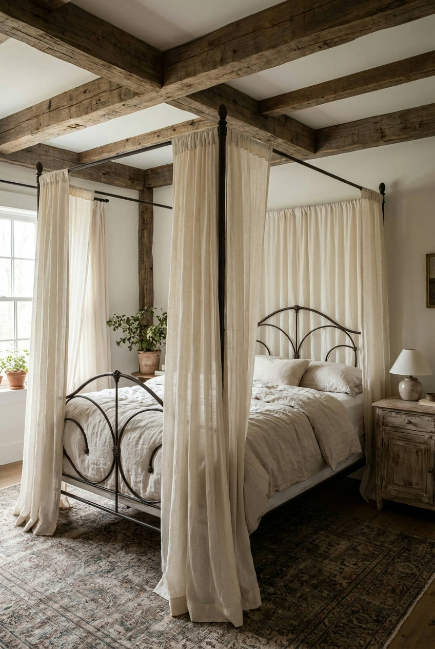 Canopy Bed with Linen Draping 2