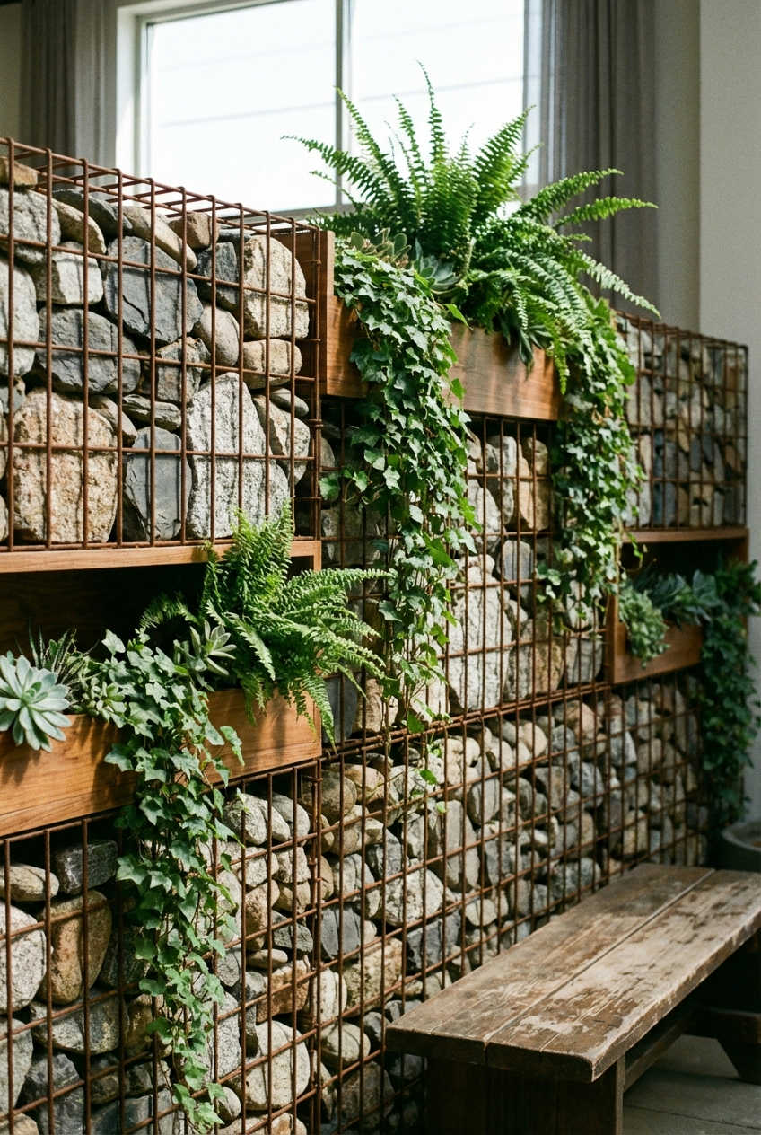 Gabion Wall with Planters 2