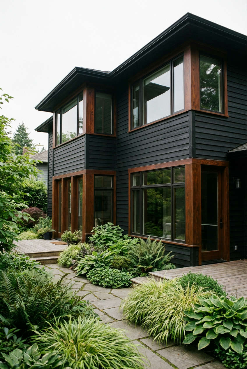 Bold Black with Warm Wood and Greenery 2