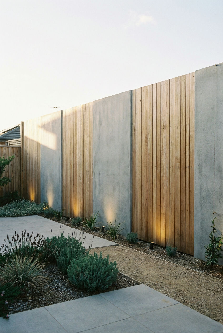 Mixed Material Modern Fence 1