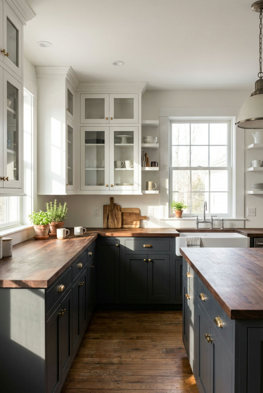 Two Toned Cabinetry for Depth 1