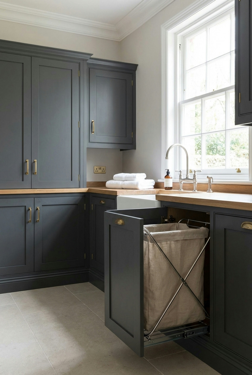 Hidden Laundry Baskets in Cabinets 1