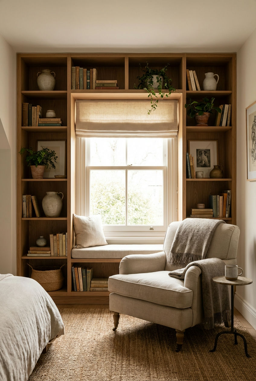 Cozy Book Nook with Shelving 1