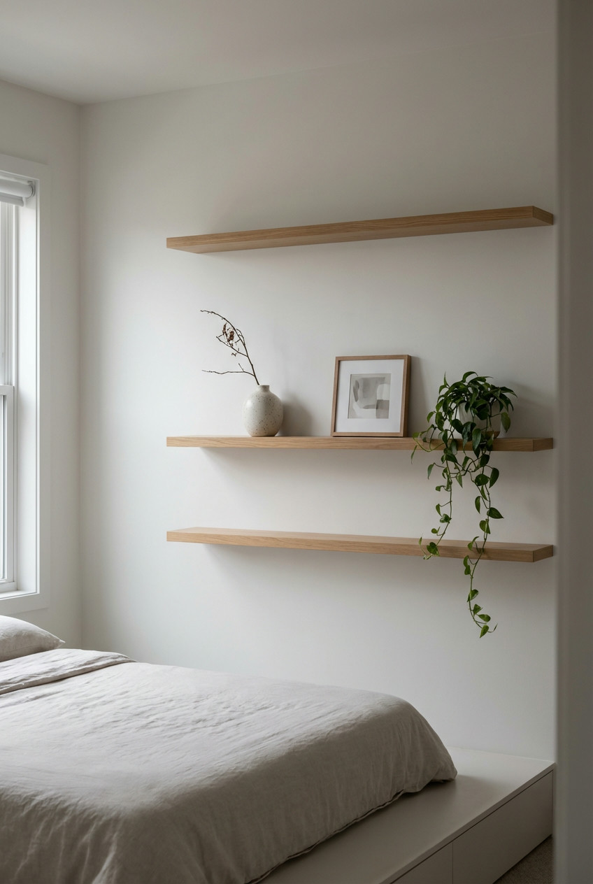 Floating Shelves with Curated Objects 1