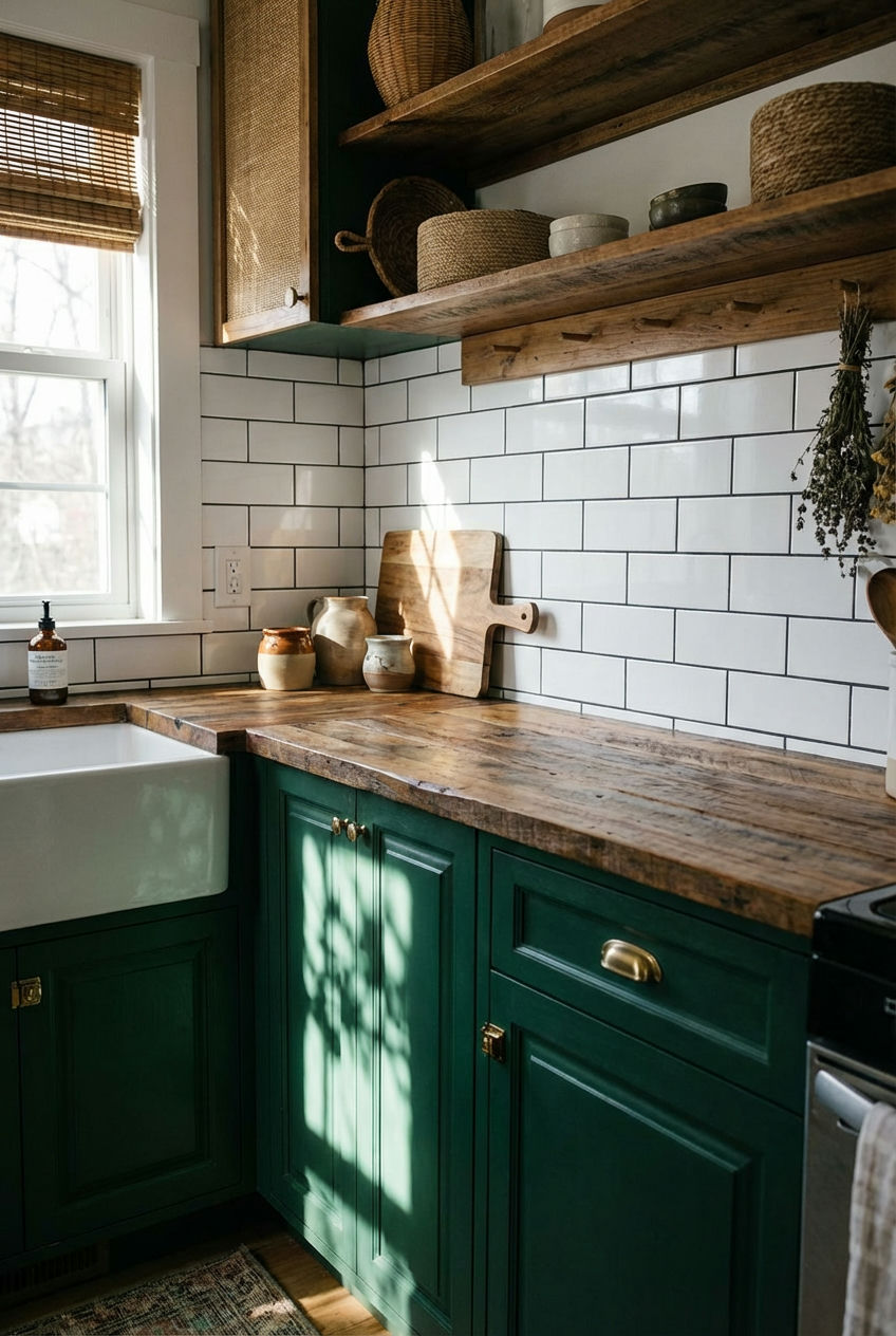 Deep Emerald Green Cabinets 1