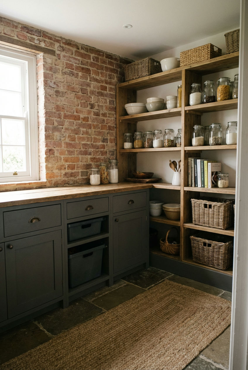 Exposed Brick Walls in Pantry 2